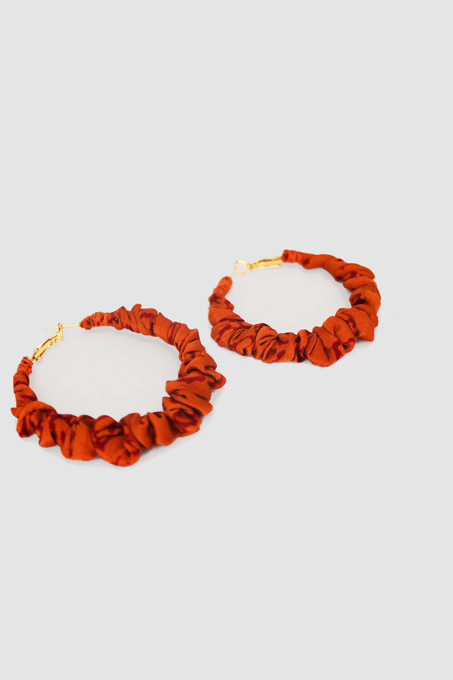 NAYAB PRINT FABRIC HOOP EARRINGS LARGE IN SILK CHARMEUSE