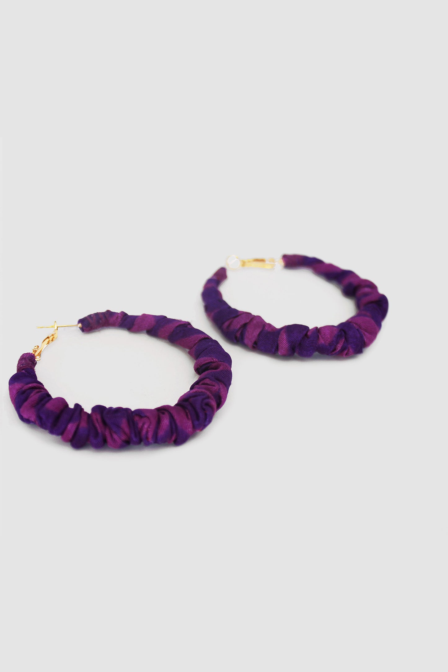 SABIHA CHEVRON FABRIC HOOP EARRINGS LARGE IN RAW SILK