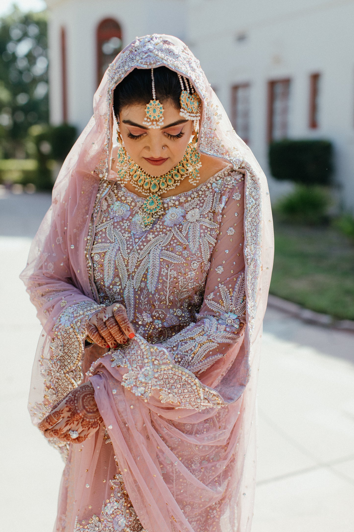 RUBAB SHIRT IN NET, LEHNGA IN BROCADE, AND DUPATTA IN NET