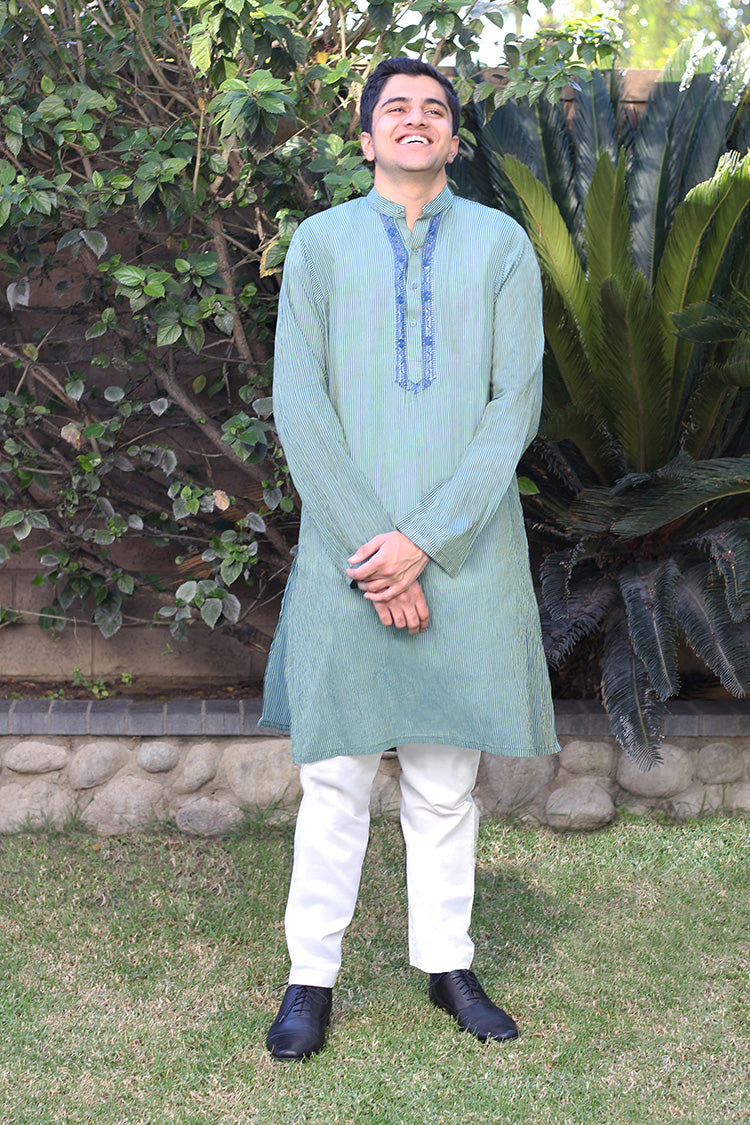 AHMED KURTA, PAJAMA AND WAISTCOAT IN COTTON