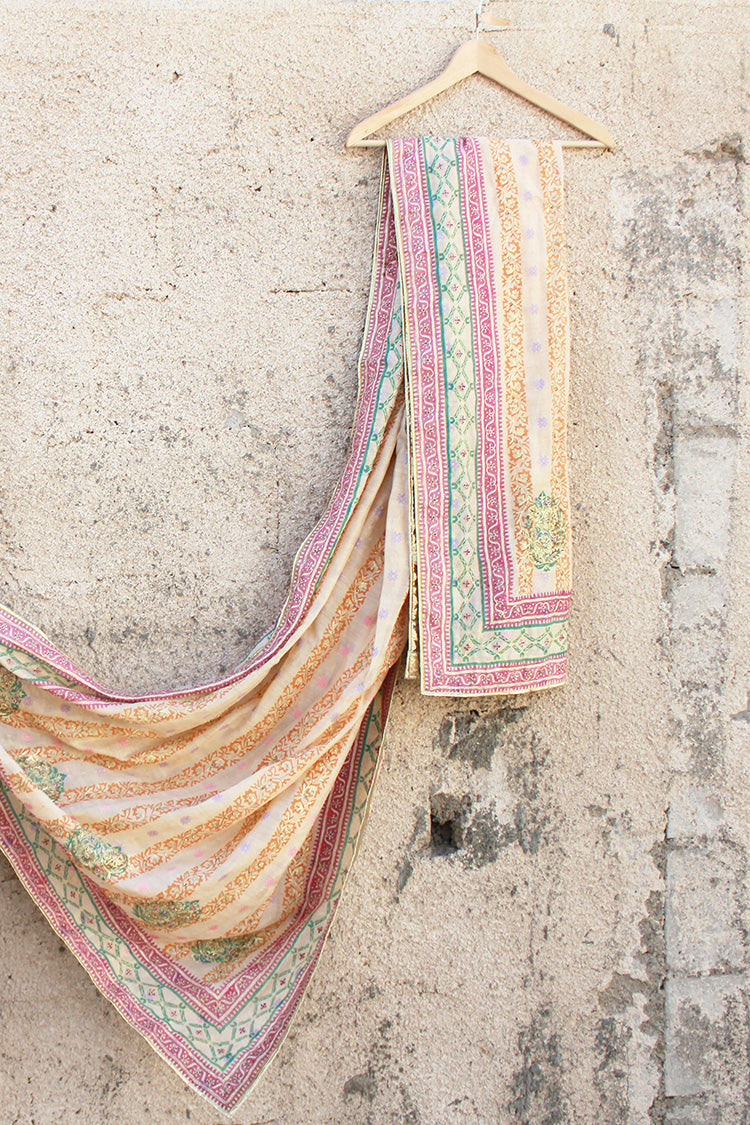 SEEMA PISHWAS AND DUPATTA IN COTTON SILK AND COATIE COTTON NET