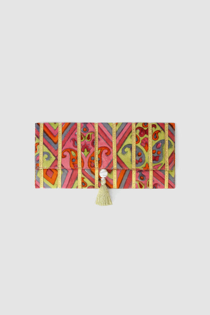 HASHMI GEOMETRIC COIN PURSE IN SILK CHARMEUSE