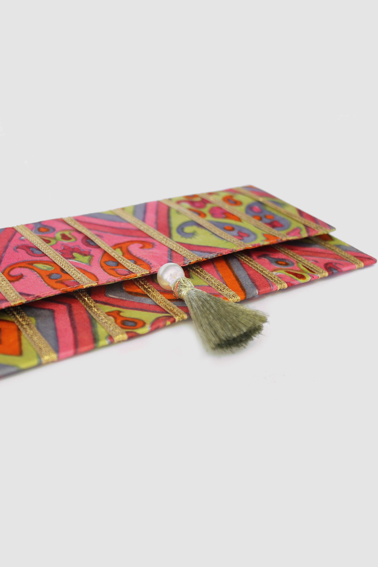 HASHMI GEOMETRIC COIN PURSE IN SILK CHARMEUSE