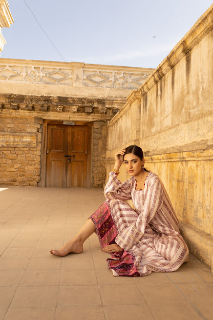 NAJMA SHIRT, SKIRT IN SILK AND DUPATTA IN COTTON NET