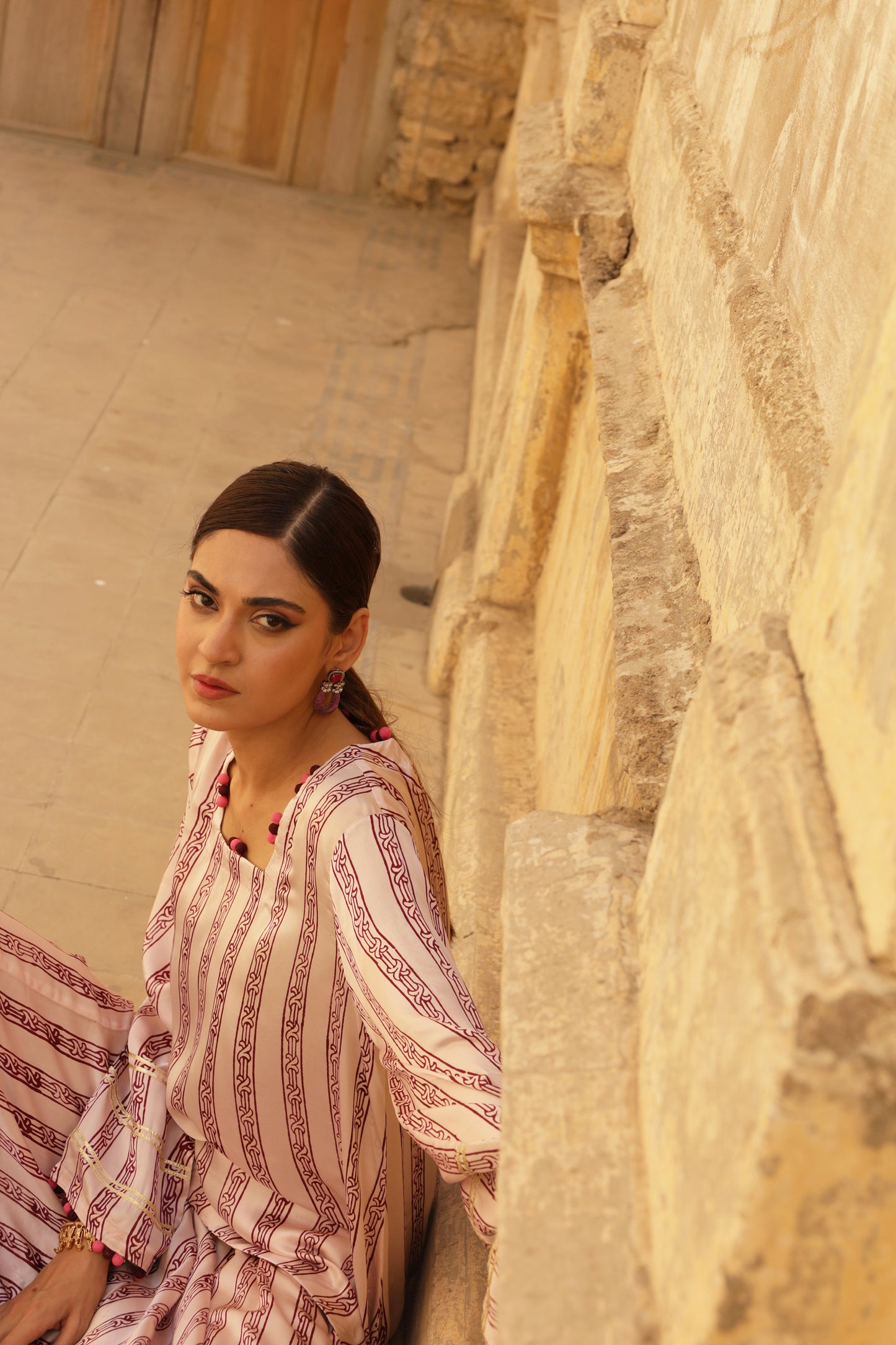 NAJMA SHIRT, SKIRT IN SILK AND DUPATTA IN COTTON NET