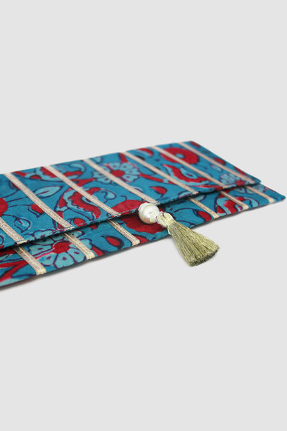 NASEEM FLORAL COIN PURSE IN RAW SILK