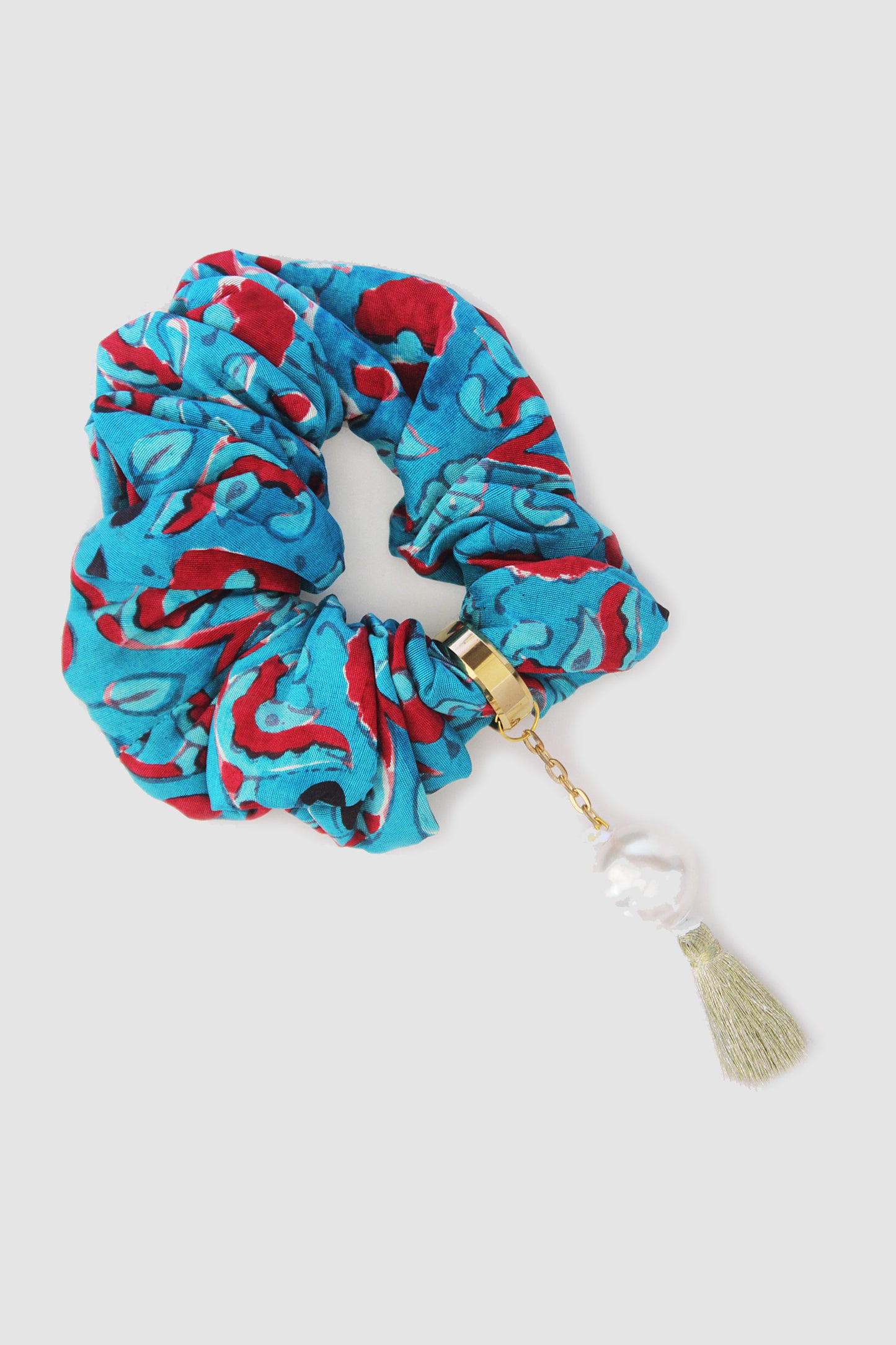 NASEEM FLORAL SCRUNCHIE IN RAW SILK
