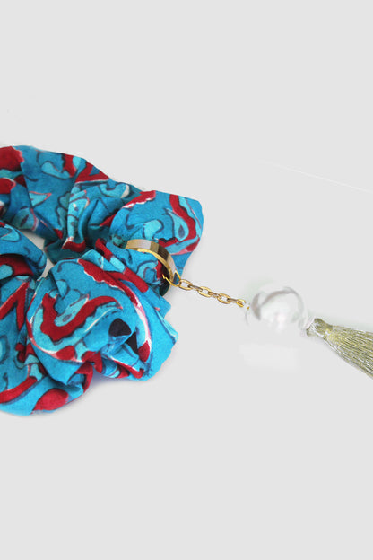 NASEEM FLORAL SCRUNCHIE IN RAW SILK