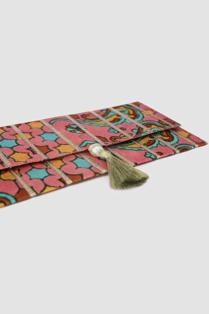 QAISAR PAISLEY COIN PURSE IN RAW SILK