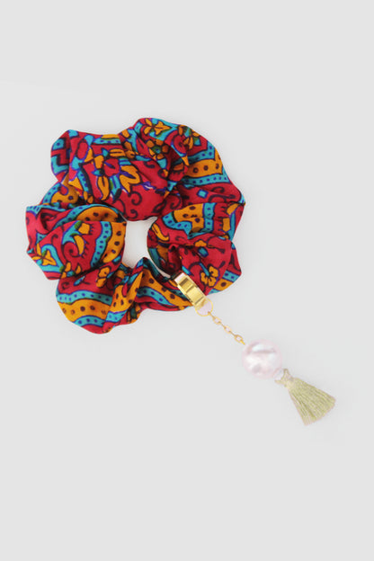 RANI AJRAK SCRUNCHIE IN SILK CHARMEUSE