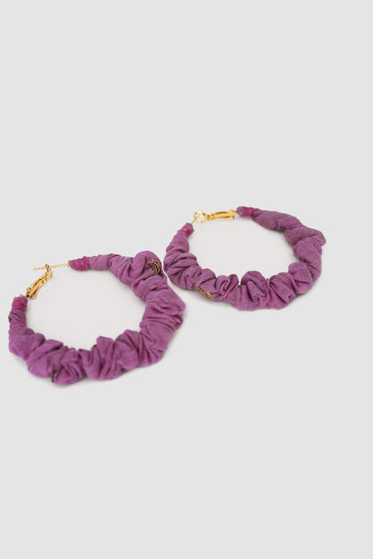 RUBAB FABRIC HOOP EARRINGS LARGE IN JAMDANI