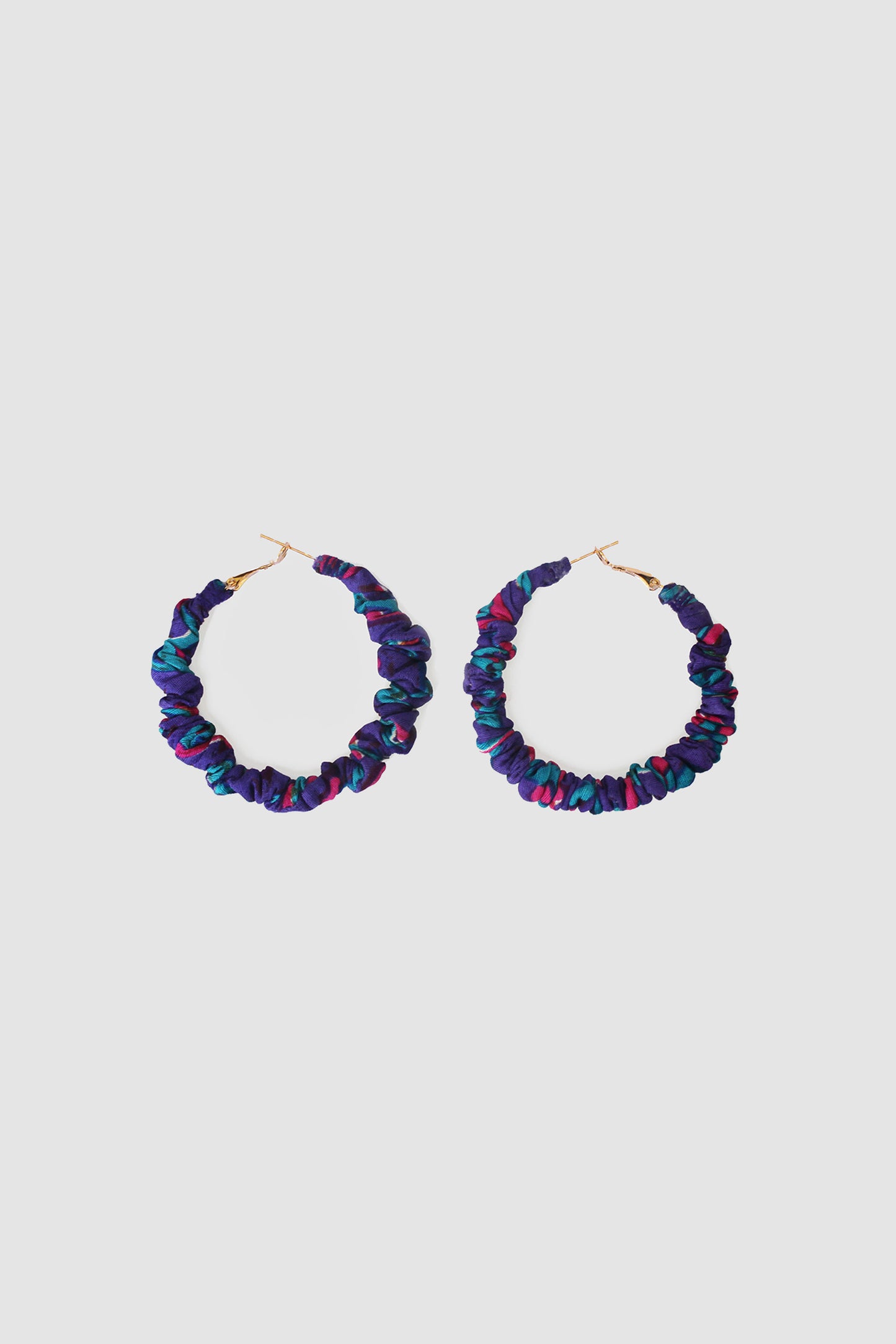 SABIHA FLORAL FABRIC HOOP EARRINGS LARGE IN RAW SILK