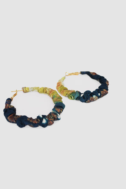 SEEMA CHUNDRI FABRIC HOOP EARRINGS LARGE IN SILK