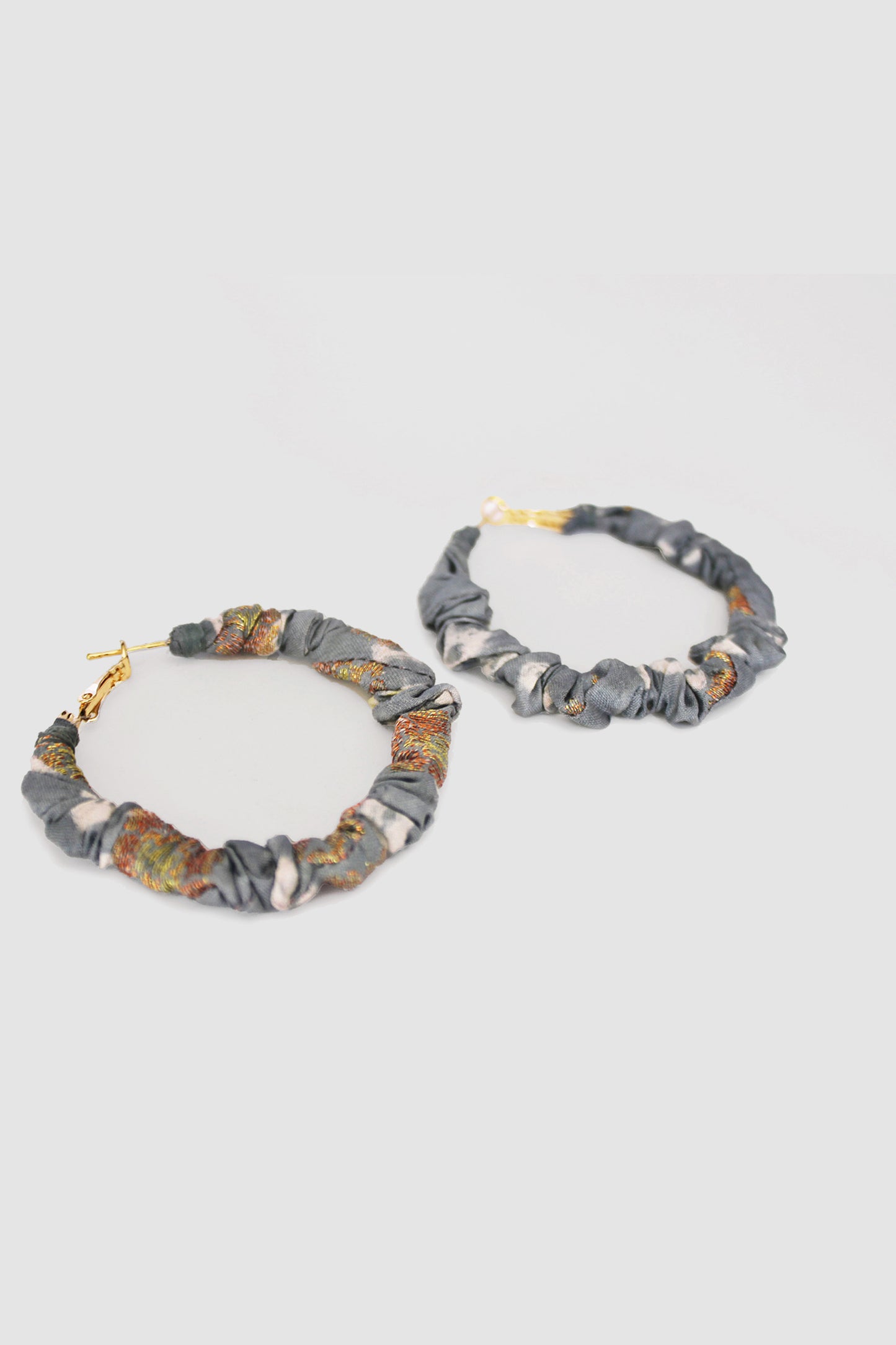SEEMA CHUNDRI FABRIC HOOP EARRINGS LARGE IN SILK