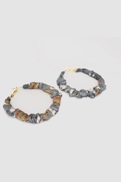 SEEMA CHUNDRI FABRIC HOOP EARRINGS LARGE IN SILK