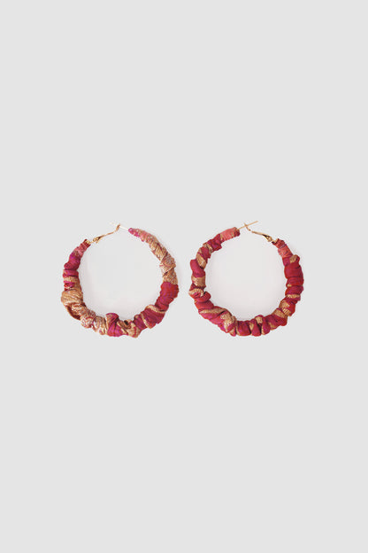 YUMNA FABRIC HOOP EARRINGS LARGE IN KATAN SILK