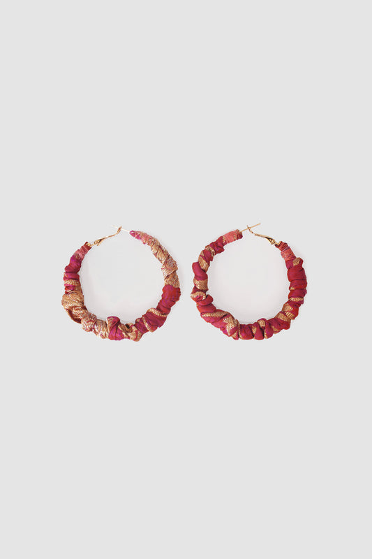 YUMNA FABRIC HOOP EARRINGS LARGE IN KATAN SILK