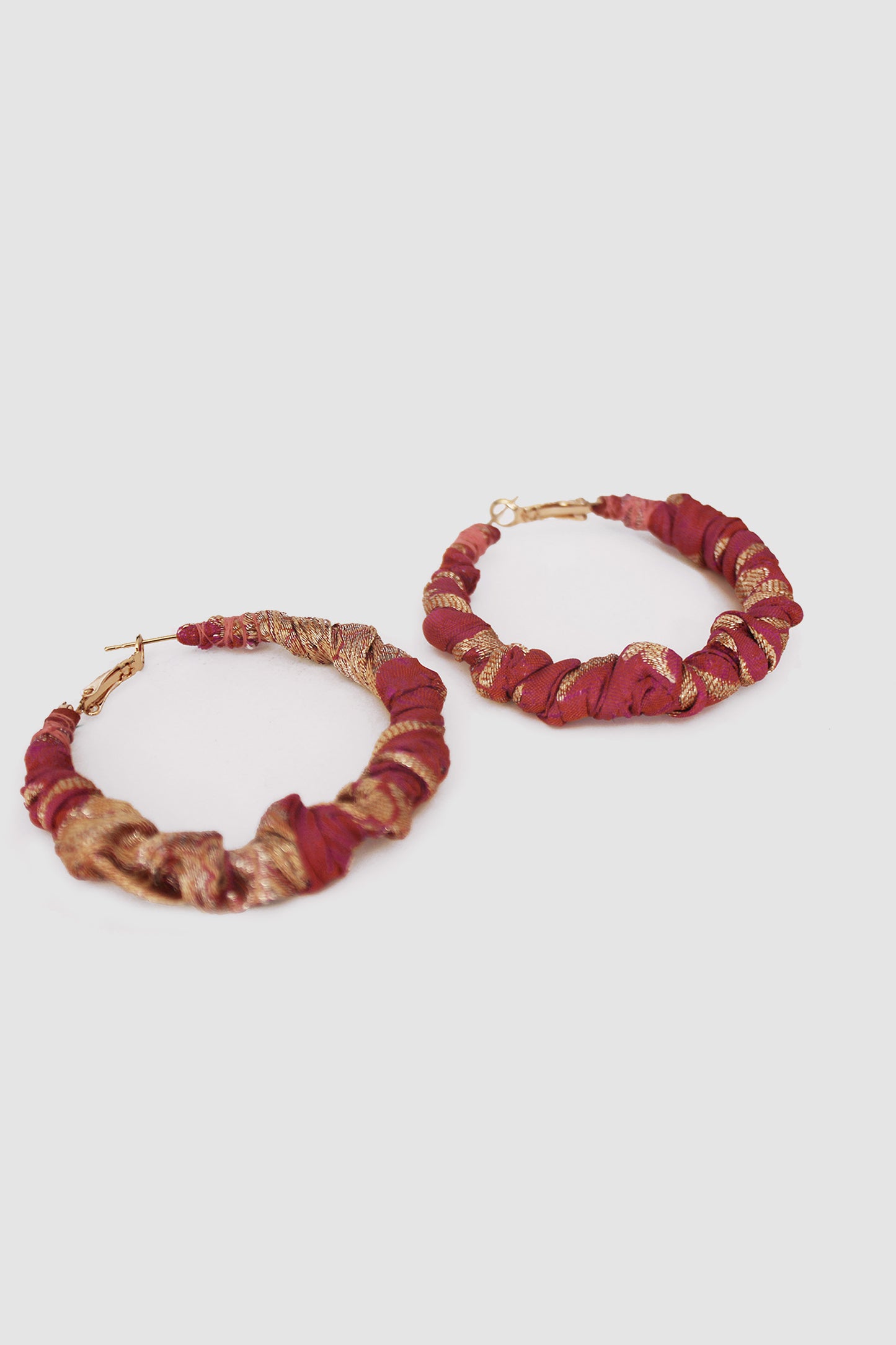YUMNA FABRIC HOOP EARRINGS LARGE IN KATAN SILK