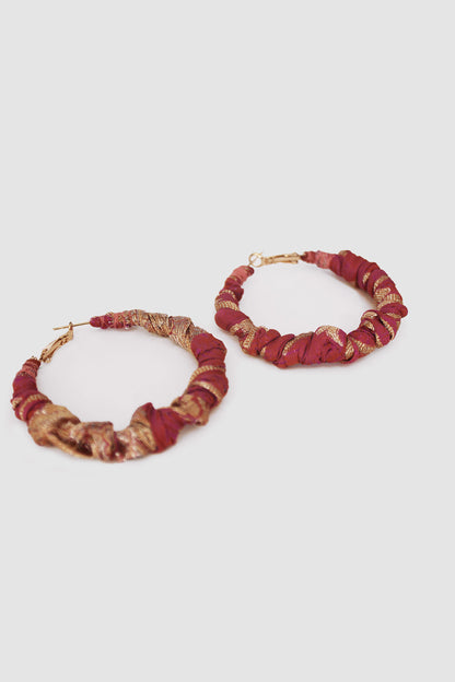 YUMNA FABRIC HOOP EARRINGS LARGE IN KATAN SILK