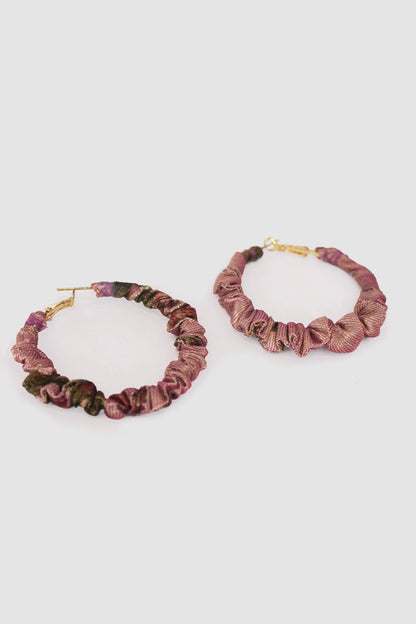 YUMNA FABRIC HOOP EARRINGS LARGE IN LAME