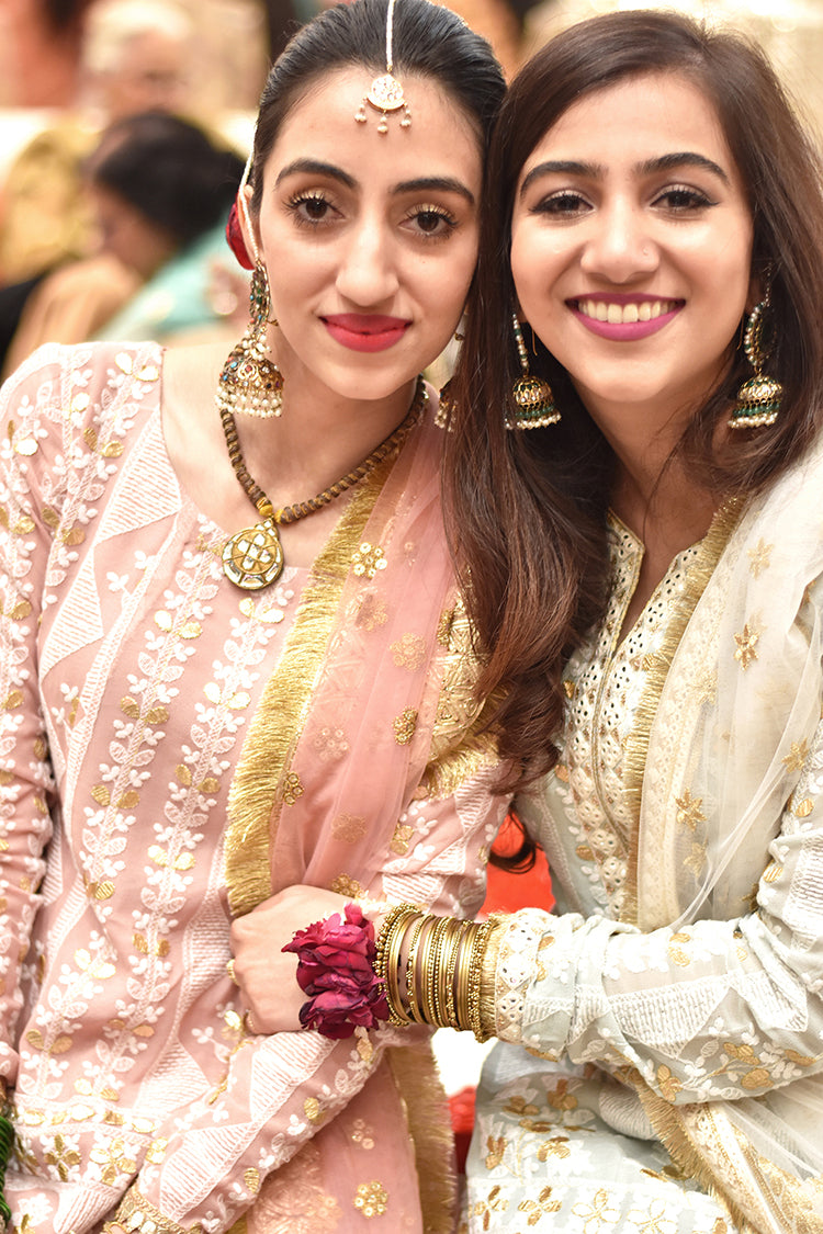 SARAH & MARIAM SHIRT, GHARARA IN SILK AND DUPATTA IN NET