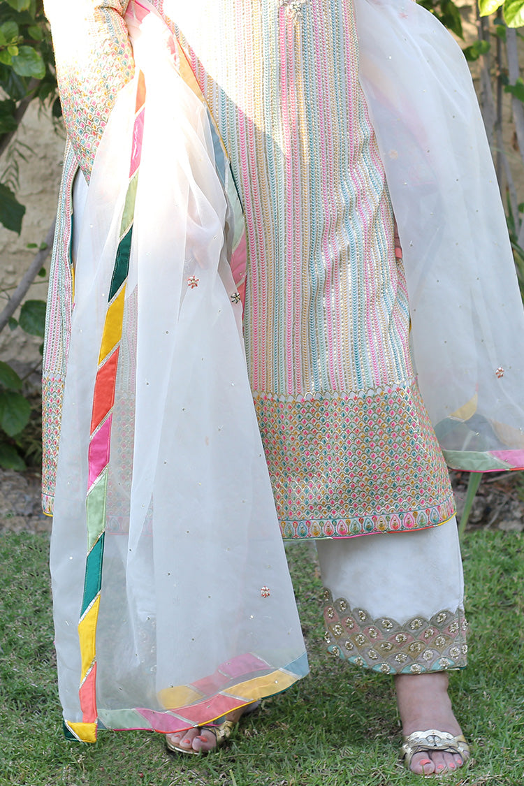 SEEMA SHIRT, TROUSERS IN SILK AND DUPATTA SILK ORGANZA
